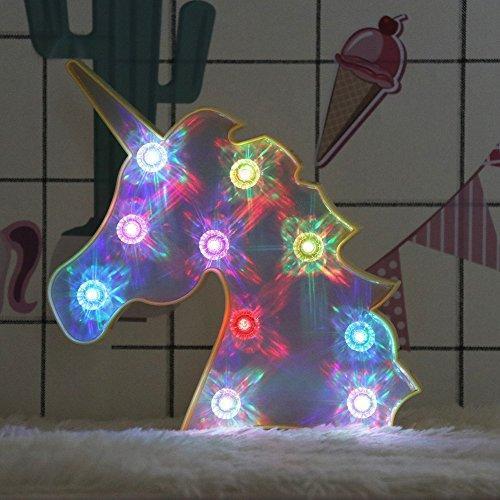Pooqla LED Unicornio Night Light Lamp Kids Marquee Lights Unicorn Shape Signs Light Up Christmas Party Wall Decoration Battery Operated (Pink)
