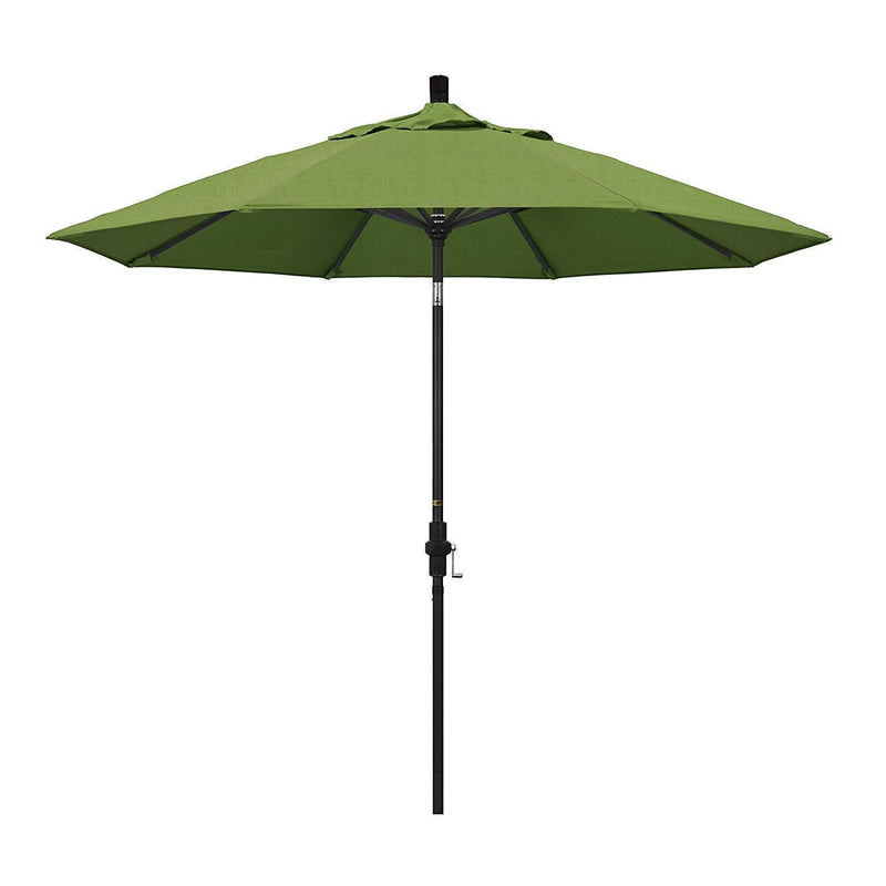 California Umbrella 9' Round Aluminum Market Umbrella, Crank Lift, Collar Tilt, White Pole, Sunbrella Pacific Blue