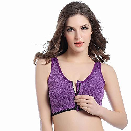 Women's Zip Front Sports Bra Wireless Post-Surgery Bra Active Yoga Sports Bras