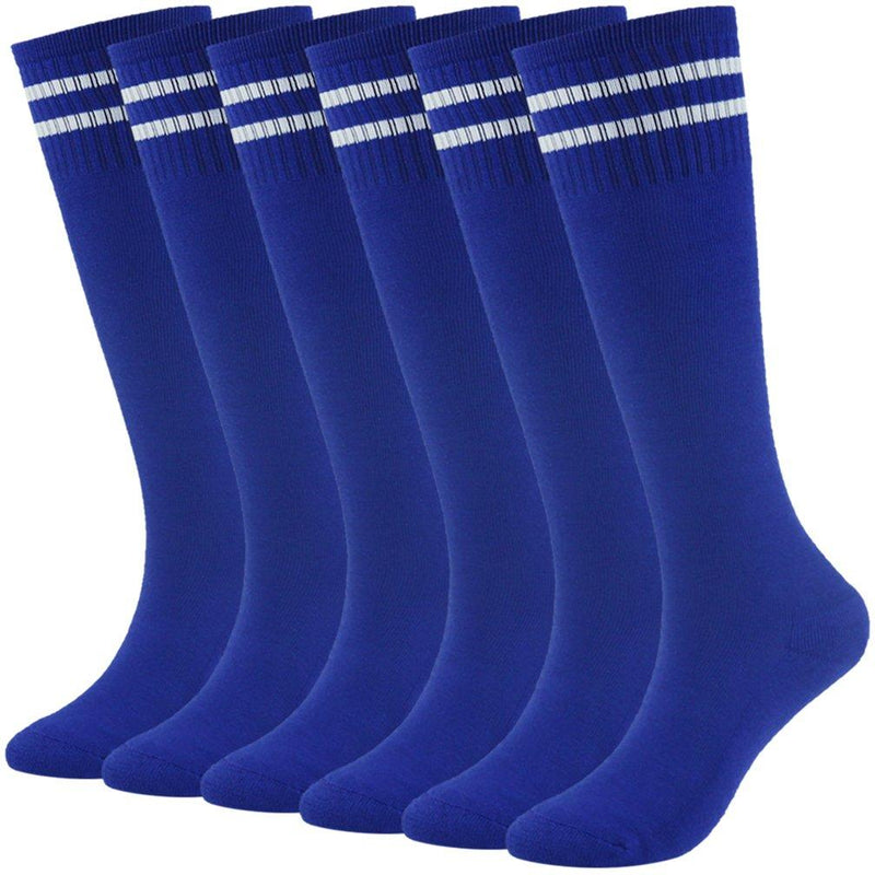 Youth Soccer Socks Fasoar Teens Knee High Football Socks Long Striped Rugby Tube Socks 2/6/10 Pairs