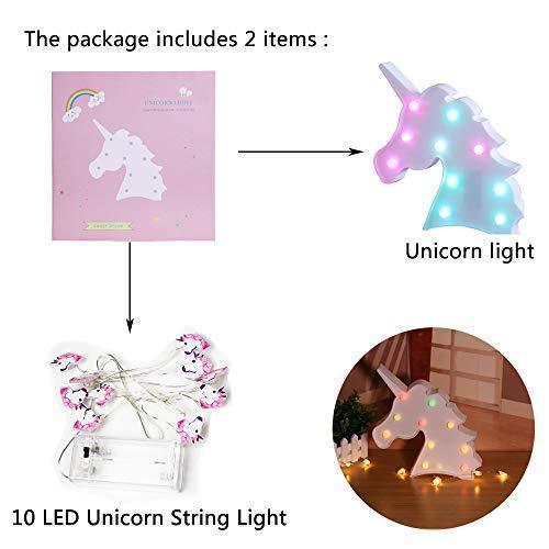 Pooqla LED Unicornio Night Light Lamp Kids Marquee Lights Unicorn Shape Signs Light Up Christmas Party Wall Decoration Battery Operated (Pink)