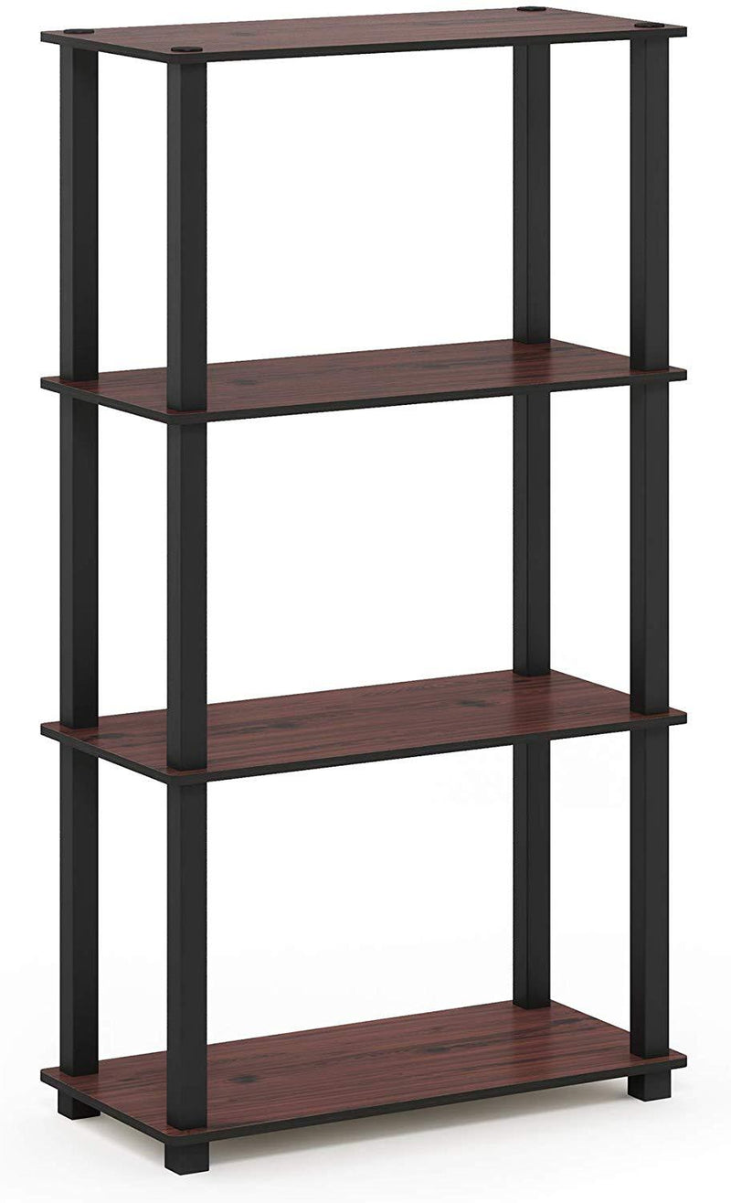 Furinno (99557BK/GY) Turn-N-Tube 4-Tier Multipurpose Shelf Display Rack - Black/Grey