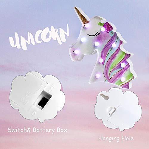 Pooqla LED Unicornio Night Light Lamp Kids Marquee Lights Unicorn Shape Signs Light Up Christmas Party Wall Decoration Battery Operated (Pink)