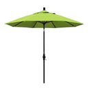 California Umbrella 9' Round Aluminum Market Umbrella, Crank Lift, Collar Tilt, White Pole, Sunbrella Pacific Blue