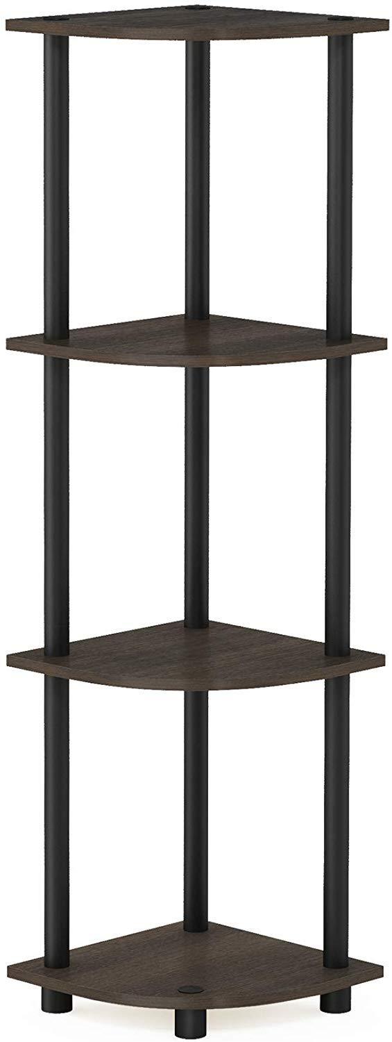 Furinno Turn-N-Tube 5 Tier Corner Display Rack Multipurpose Shelving Unit, Columbia Walnut/Black