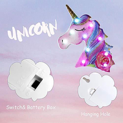 Pooqla LED Unicornio Night Light Lamp Kids Marquee Lights Unicorn Shape Signs Light Up Christmas Party Wall Decoration Battery Operated (Pink)