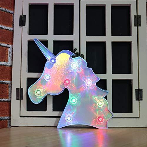 Pooqla LED Unicornio Night Light Lamp Kids Marquee Lights Unicorn Shape Signs Light Up Christmas Party Wall Decoration Battery Operated (Pink)