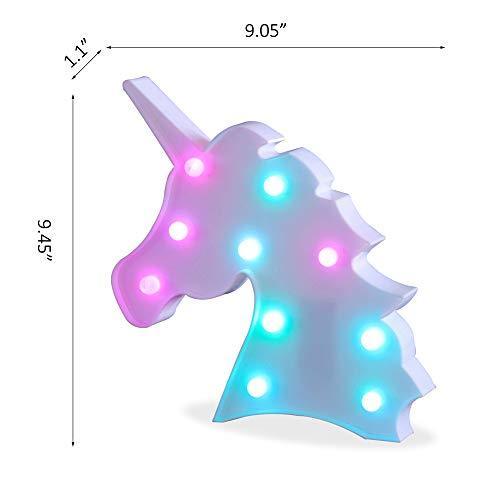 Pooqla LED Unicornio Night Light Lamp Kids Marquee Lights Unicorn Shape Signs Light Up Christmas Party Wall Decoration Battery Operated (Pink)