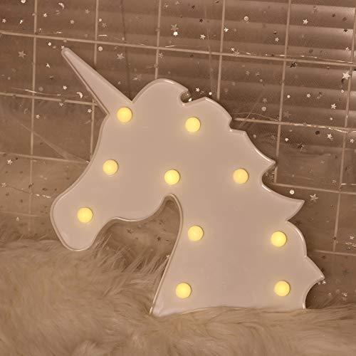 Pooqla LED Unicornio Night Light Lamp Kids Marquee Lights Unicorn Shape Signs Light Up Christmas Party Wall Decoration Battery Operated (Pink)