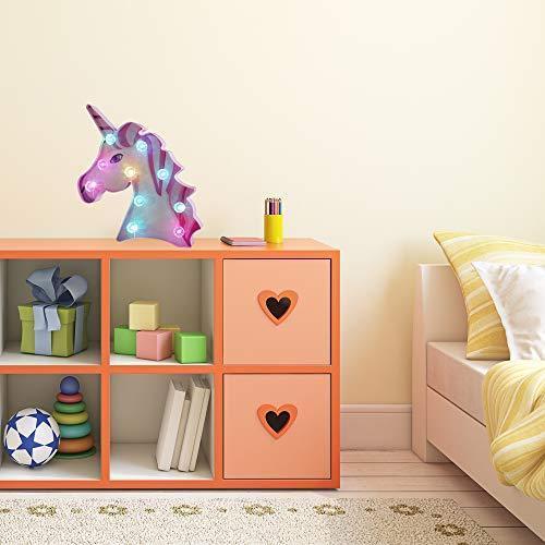 Pooqla LED Unicornio Night Light Lamp Kids Marquee Lights Unicorn Shape Signs Light Up Christmas Party Wall Decoration Battery Operated (Pink)
