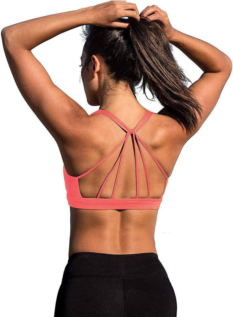 icyzone Padded Strappy Sports Bra Yoga Tops Activewear Workout Clothes for Women