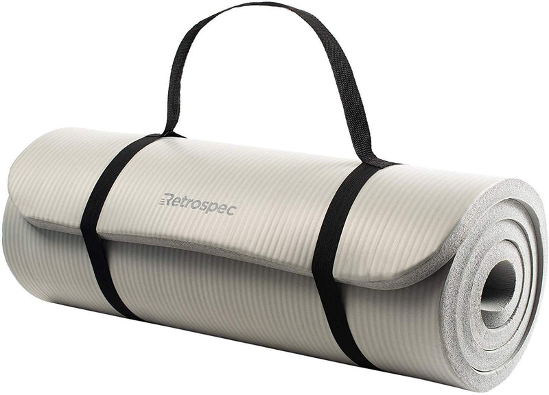 Retrospec Solana Yoga Mat 1" w/ Nylon Strap for Men & Women - Non Slip Exercise Mat for Yoga, Pilates, Stretching, Floor & Fitness Workouts