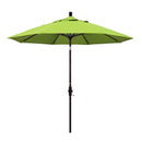 California Umbrella 9' Round Aluminum Market Umbrella, Crank Lift, Collar Tilt, White Pole, Sunbrella Pacific Blue