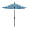 California Umbrella 9' Round Aluminum Market Umbrella, Crank Lift, Collar Tilt, White Pole, Sunbrella Pacific Blue