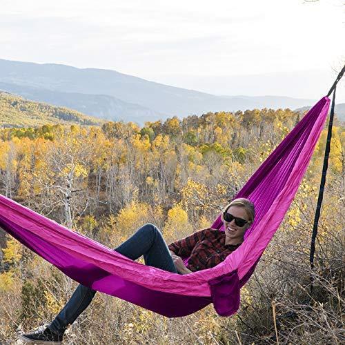 Kootek Camping Hammock Double & Single Portable Hammocks with 2 Tree Straps, Lightweight Nylon Parachute Hammocks for Backpacking, Travel, Beach, Backyard, Patio, Hiking