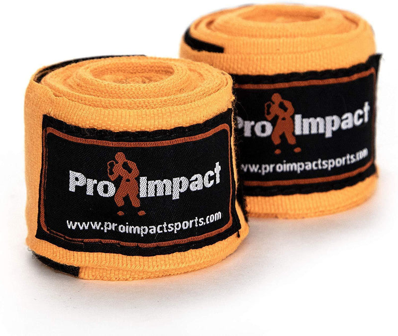 Pro Impact Mexican Style Boxing Handwraps 180" with Closure – Elastic Hand & Wrist Support for Muay Thai Kickboxing Training Gym Workout or MMA for Men & Women - 1 Pair