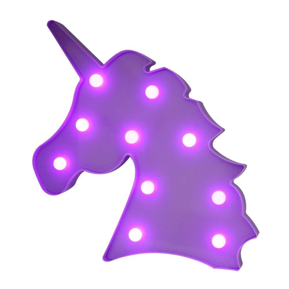 Pooqla LED Unicornio Night Light Lamp Kids Marquee Lights Unicorn Shape Signs Light Up Christmas Party Wall Decoration Battery Operated (Pink)