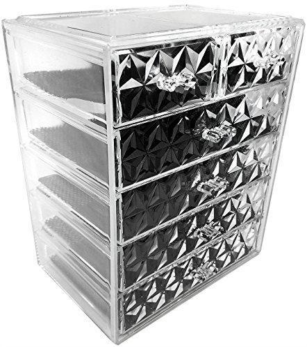 Sorbus Cosmetics Makeup and Jewelry Big Storage Display-Stylish Vanity, Bathroom Case, 4 Large, 2 Small Drawers, Clear