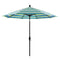 California Umbrella 9' Round Aluminum Market Umbrella, Crank Lift, Collar Tilt, White Pole, Sunbrella Pacific Blue